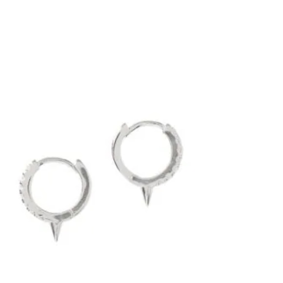 Liars & Lovers Crystal Spike Hoop Earrings NWT Silvertone - Picture 4 of 6